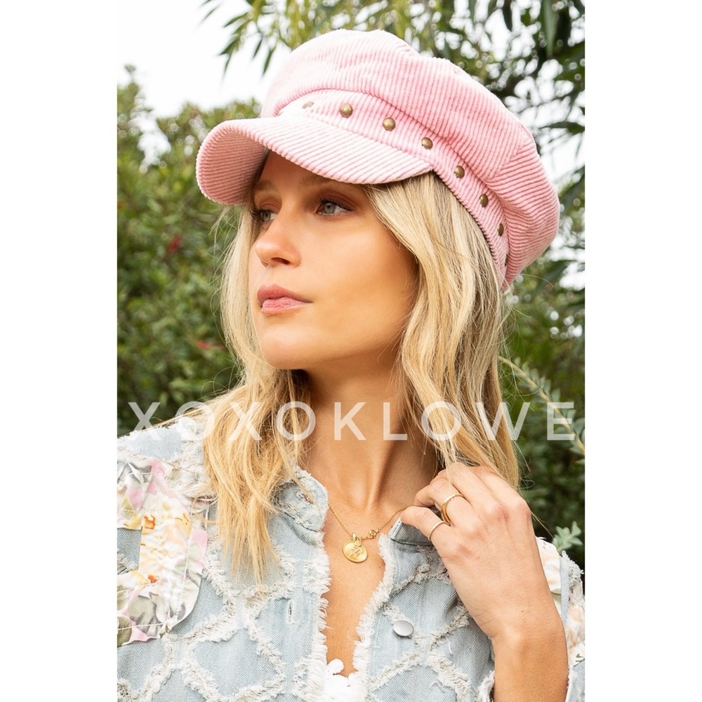 POL Corduroy Studded Newsboy Cap